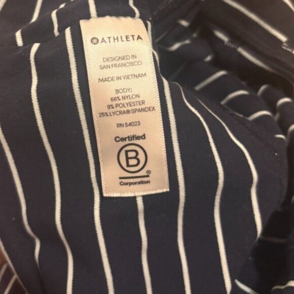 ATHLETA High Rise Stripe Salutation Tight/Leggings Navy Blue Womens Size Small - Picture 6 of 6
